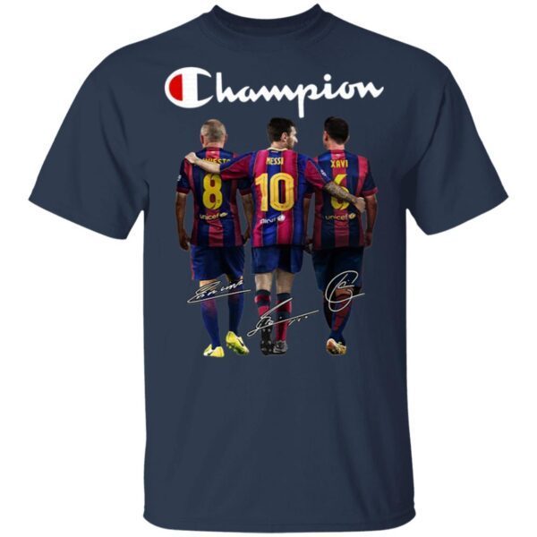 Barcelona Champion Iniesta Messi Xavi signatures T-Shirt
