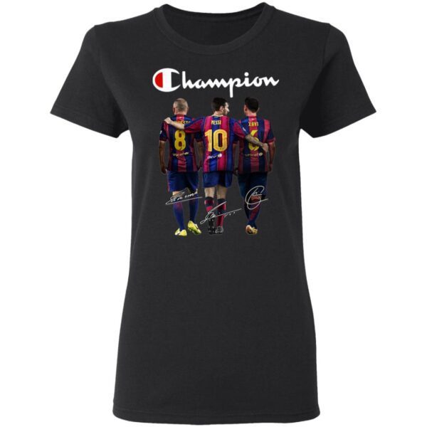 Barcelona Champion Iniesta Messi Xavi signatures T-Shirt
