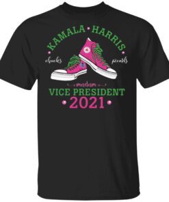 Kamala Harris Chucks Madam Vice President Pearls T-Shirt