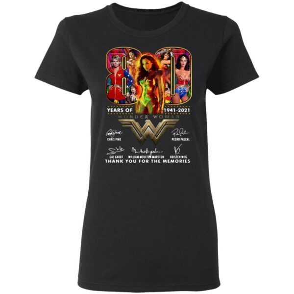 80 years of Wonder Woman 1941 2021 signatures thank you for the memories T-Shirt