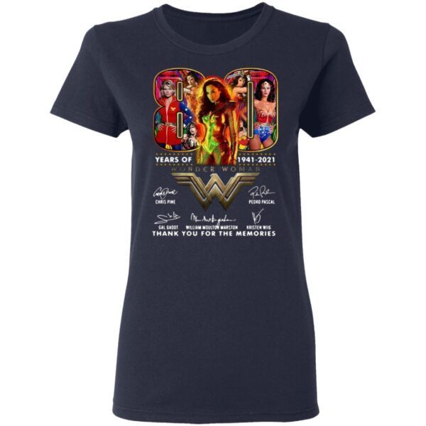 80 years of Wonder Woman 1941 2021 signatures thank you for the memories T-Shirt