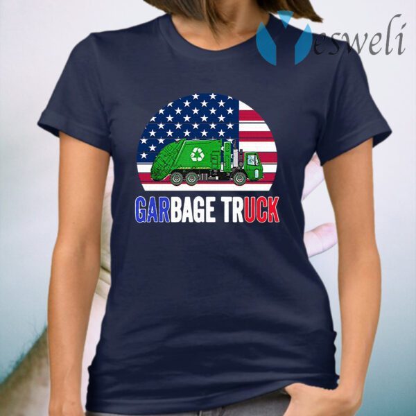 American Flag With Garbage Truck T-Shirt