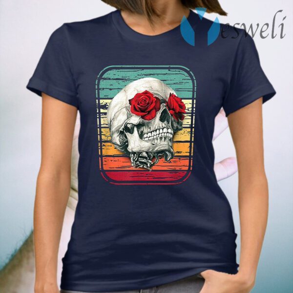 Floral Dead Sugar Skull Flower Roses vintage T-Shirt