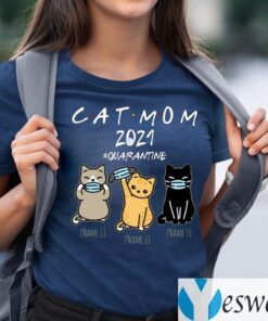 Cat Mom 2021 Quarantined – Kitty Face Mask Pet Lovers T-Shirts