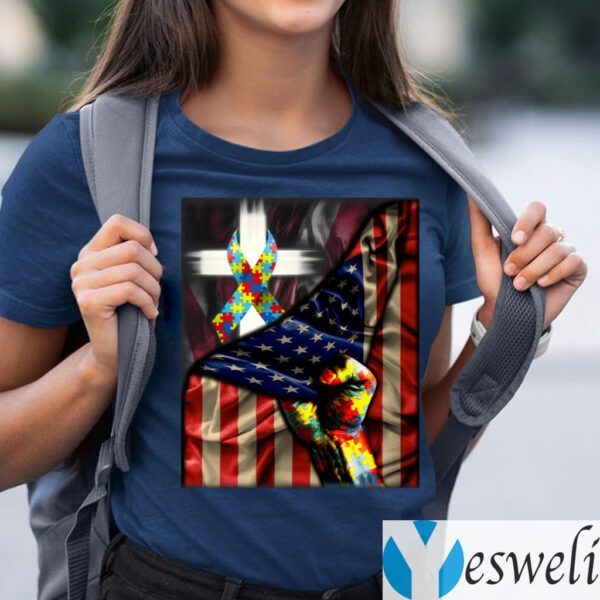 Distressed American Flag Autism Awareness Shirt