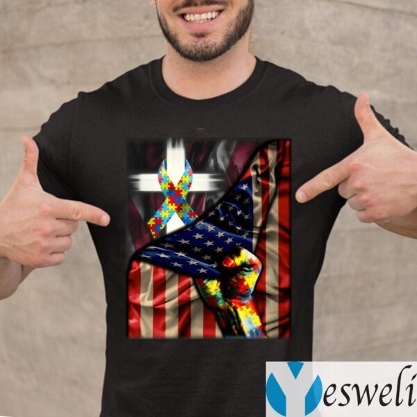 Distressed American Flag Autism Awareness Shirts