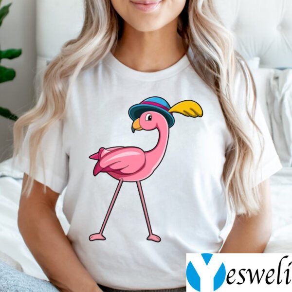 Flamingo with Hat & Feather Shirt