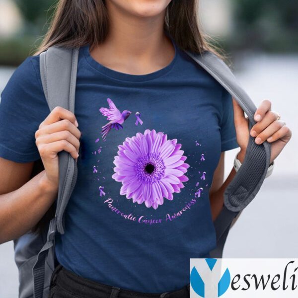 Hummingbird Purple Sunflower Pancreatic Cancer Awareness Shirt