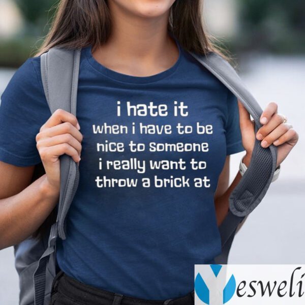 I Hate It When I Have To Be Nice To Someone I Really Want Throw A Brick At Shirts