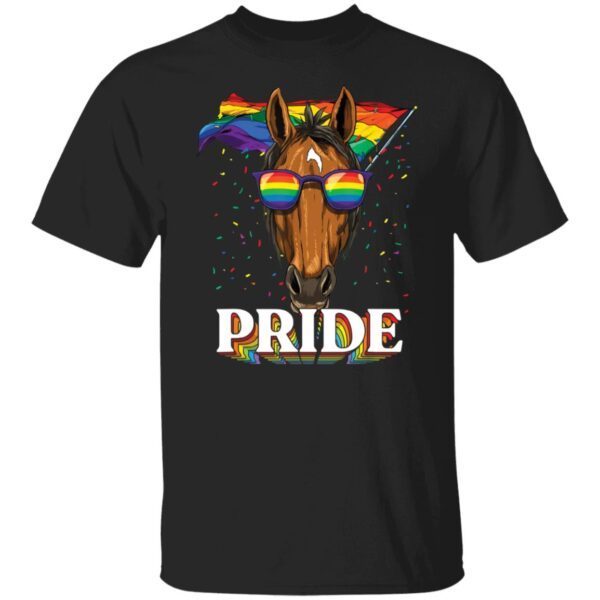 LGBT horse gay pride LGBTQ rainbow flag sunglasses shirt