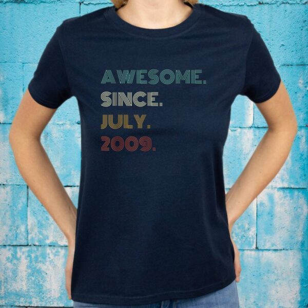 12th Birthday Awesome Since July 2009 12 Year Old Boys Girls T-Shirts