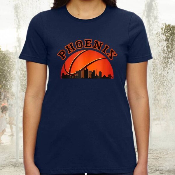 Phoenix AZ Cityscape Retro Sun - Basketball Fans Tee-Shirts