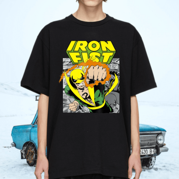 Marvel Iron Fist Retro Comic Panel Art Punch Graphic TeeShirt