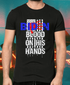 Biden Blood On His Hands Distressed USA Flag Shirts