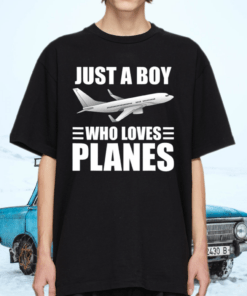 Just A Boy Who Loves Planes Pilot Aviation TShirt