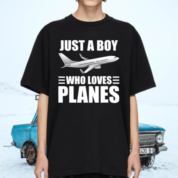 Just A Boy Who Loves Planes Pilot Aviation TShirt
