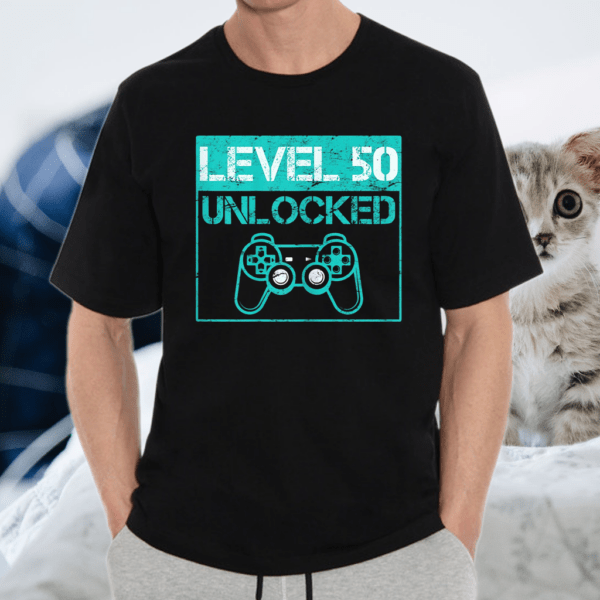 Video Games Level 50 Unlocked 50th Birthday Gamer T-Shirt