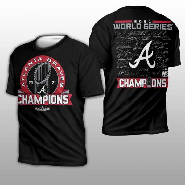 Atlanta Braves 2021 World Series Champions Signature Roster T-Shirt
