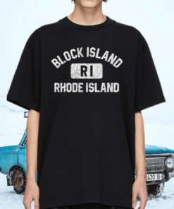 Block Island Ri Gym Style Distressed White Print Shirt