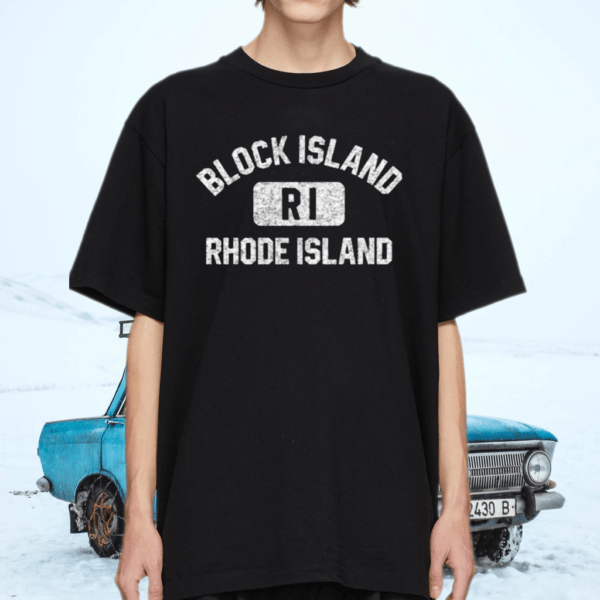 Block Island Ri Gym Style Distressed White Print Shirt
