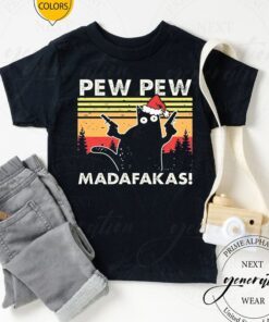 Christmas PEW PEW MADAFAKAS Funny Christmas Cat T-Shirts