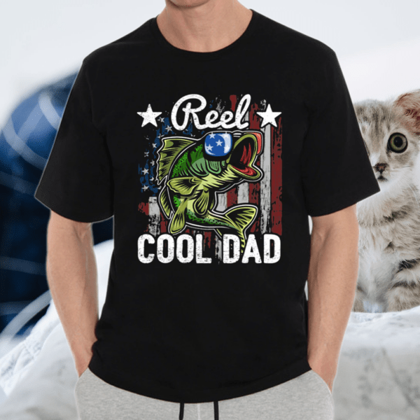 Reel Cool Dad Fishing American Flag Father’s Day Gift TShirt