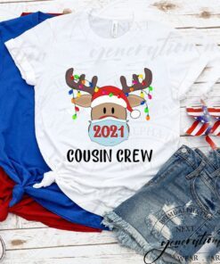 Reindeer In Mask Cousin Crew Funny Xmas Family Christmas Shirts