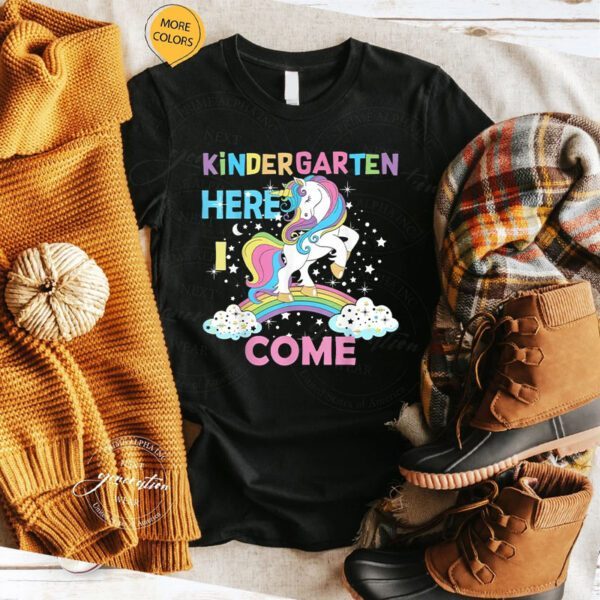 Unicorn Kindergarten Here I Come Back To School Kindergarten T-Shirts