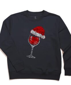 Wine Glasses Santa Hat Christmas Funny Wine Lovers Xmas T-Shirts