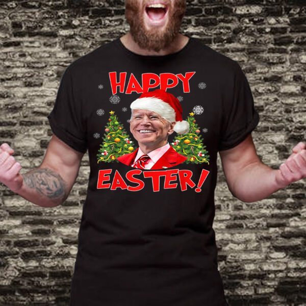 oe Biden Santa Confused Happy Easter Funny Ugly Christmas Shirts