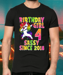 4Th Birthday Girl Dabbing Unicorn 4 Years Old Party Gift Shirts