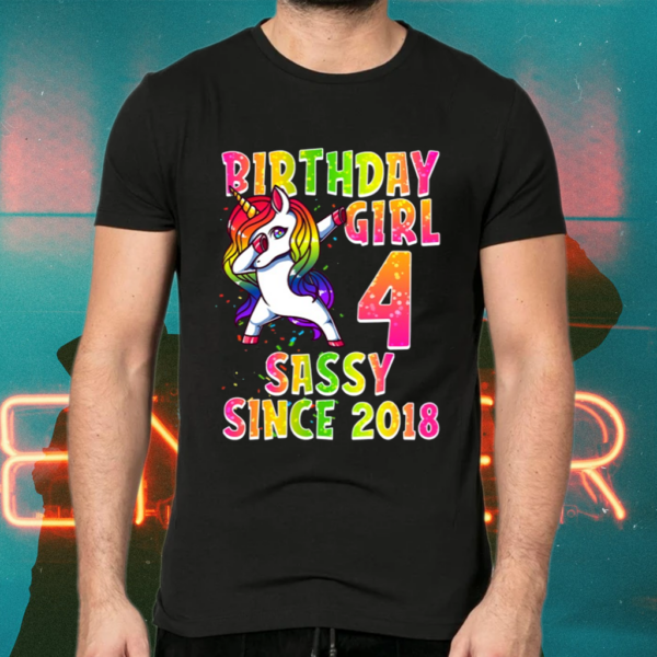 4Th Birthday Girl Dabbing Unicorn 4 Years Old Party Gift Shirts