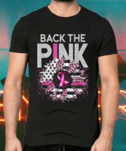 Back The Pink Ribbon Sunflower Flag Breast Cancer Awareness T Shirts