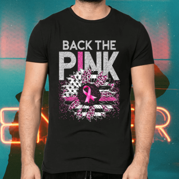 Back The Pink Ribbon Sunflower Flag Breast Cancer Awareness T Shirts