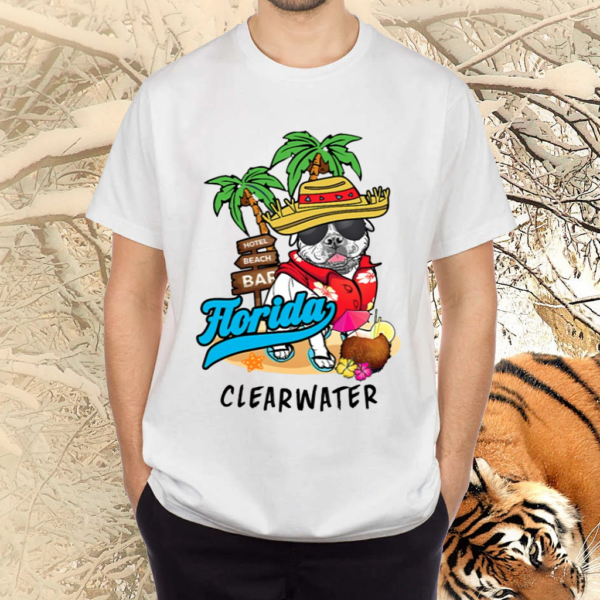 Clearwater Florida Beach Party Bulldog Sunglasses Souvenir Shirts