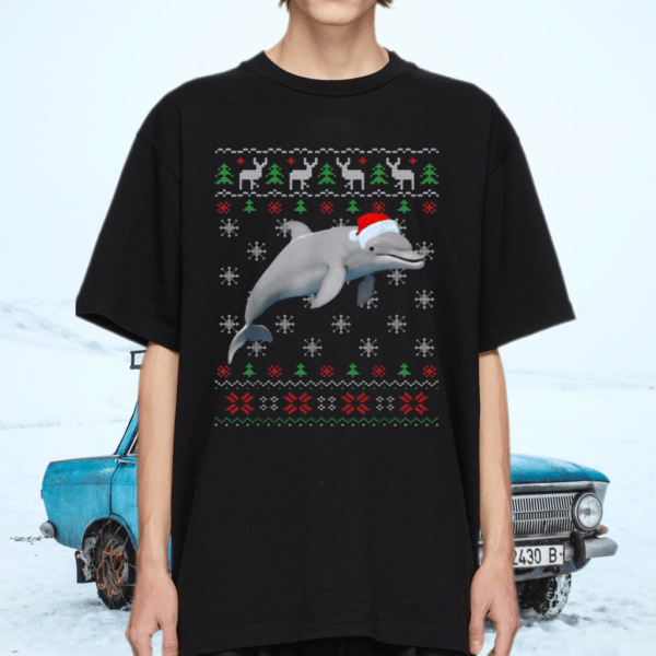 Funny Ugly Sweater Xmas Animals Christmas Dolphin Lover T Shirt