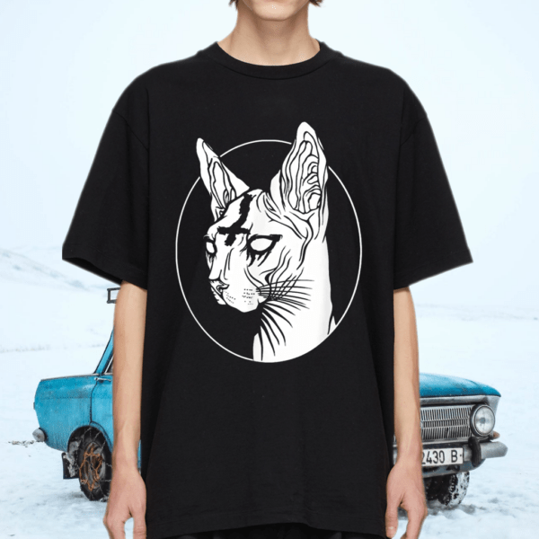 Occult Black Metal Sphynx Cat I Goth and Death Metal Graphic T-Shirt