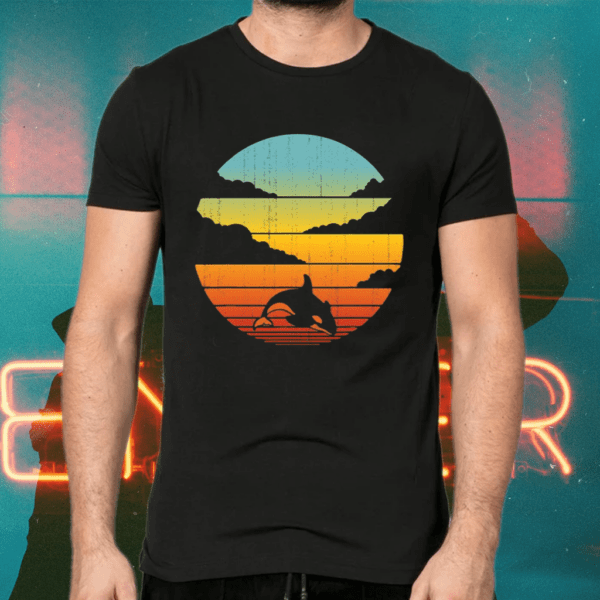 Orca Killer Whale Retro Vintage 60S 70S Sunset Sea Animal Shirts