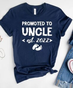 Promoted To Uncle Est. 2022 Baby Announcement Gift Shirts