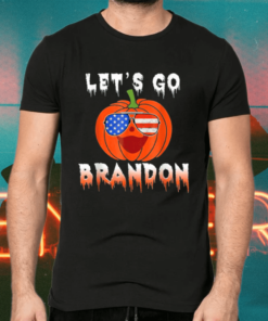 Pumpkin with lets go Brandon meme and USA flag Conservative T Shirts