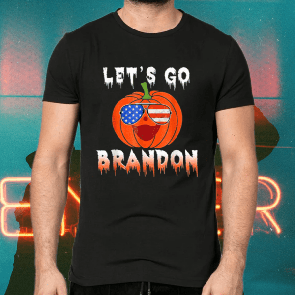 Pumpkin with lets go Brandon meme and USA flag Conservative T Shirts