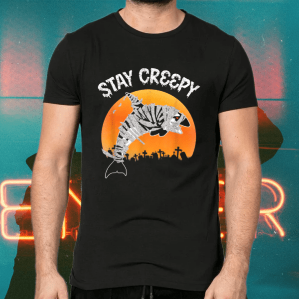 Stay Creepy Scary Halloween Mummy Orca Full Moon T Shirts