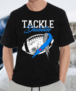 Tackle Diabetes Blue Football Type 1 T1D Diabetes Awareness T-Shirt