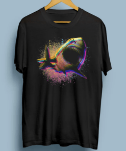 Cool Colorful CMYK Paint Spatter Shark T-Shirt