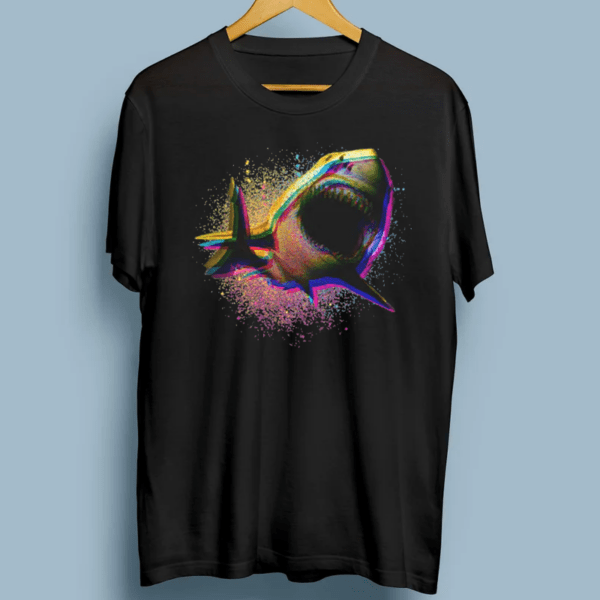 Cool Colorful CMYK Paint Spatter Shark T-Shirt