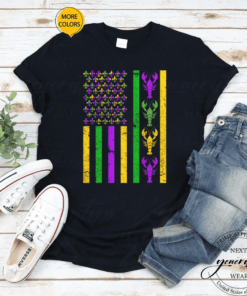 Crawfish Fleur De Lis Flag Mardi Gras Shirts