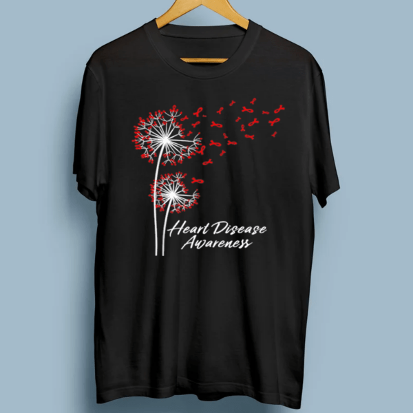 Dandelion Go Red Ribbon Heart Disease Awareness Month Shirt