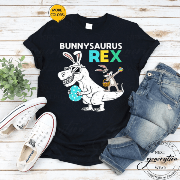 Easter Bunnysaurus T Rex Dino Dabbing Rabbit Boys Girls Kids Shirt