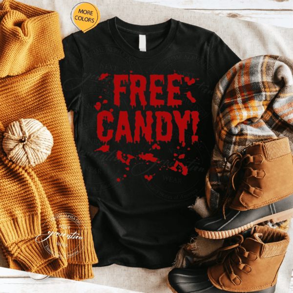 Free Candy Trick Or Treat Scary Bloody Halloween Costume TShirt