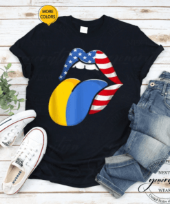 Proud Ukrainian American Lips Ukraine USA Flag Gift TShirt